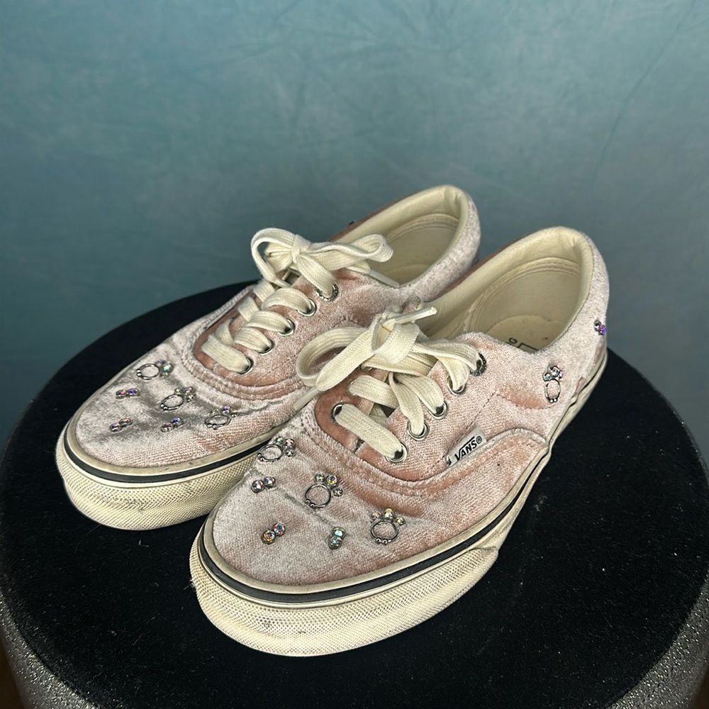 Vans X Sandy Liang Era Orchard Pink Velvet Metal Charms Size 8 Women's